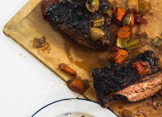 Braised Brisket with Bourbon Peach Glaze