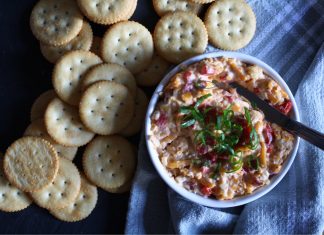 This Pimiento Beer Cheese is the Perfect Party Dip Pimiento Beer Cheese Dip. Photo by Sara Heegaard.