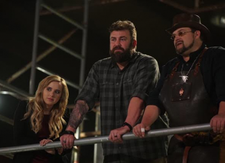 Buffalo Bill Center Curator Ashley Hlebinsky Talks About Her New Show ‘Master of Arms’ Ashley Hlebinsky, Zeke Stout, and Trenton Tye watching contestants compete on Master of Arms. Courtesy of Discovery.