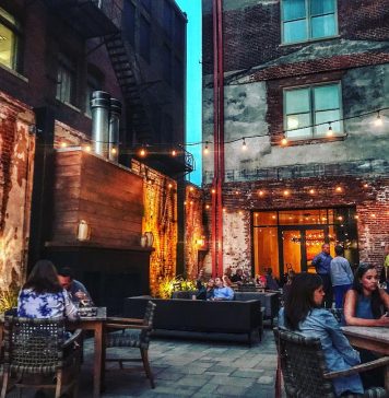 The B-Line Expands with Two New Bourbon Stops The Patio at Hotel Covington. Courtesy meetNKY.