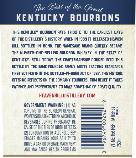 The Back Label of Heaven Hill 7-Year-Old Bottled-in-Bond. Photo Courtesy Heaven Hill.