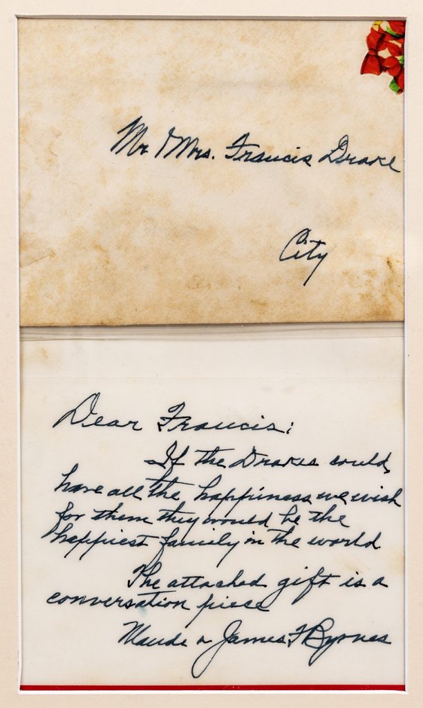 James Byrnes note to Francis Drake