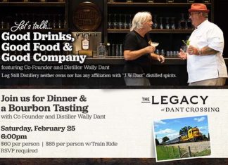 EVENT FEB 25th: Scenic Train Ride, Bourbon Themed Dinner at Log Still Distillery with Co-Founder Wally Dant and Chef David Danielson Bourbon